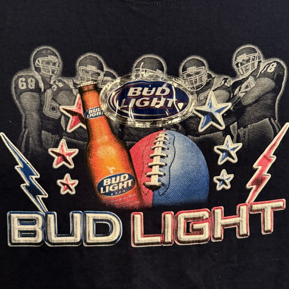 Vintage 90s Bud Light beer football 3D novelty graphic tee